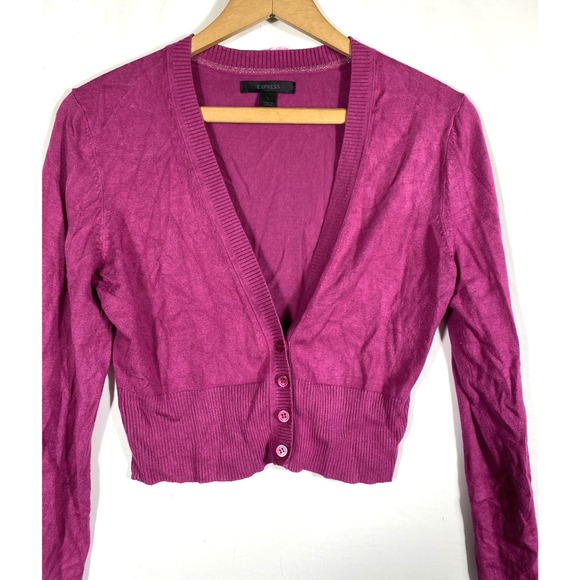 Express Sweater Shrug Sz Large Bolero Button Knit Pink Womens Y2K Princess Core - Picture 4 of 8